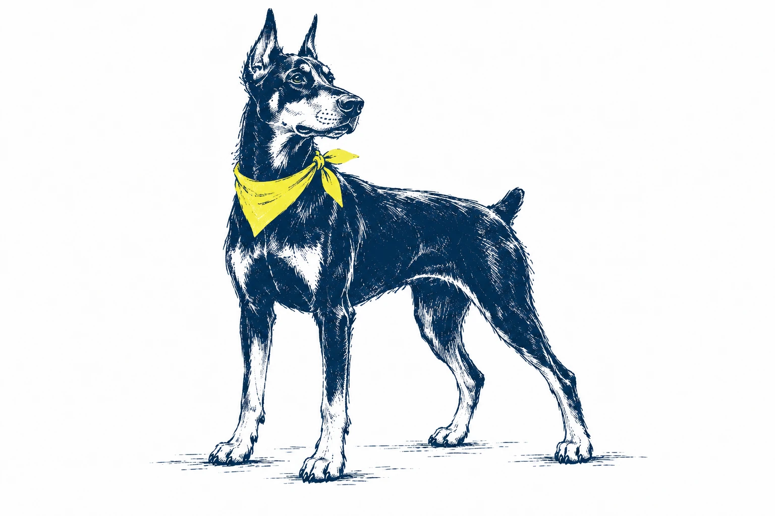 A watchful Doberman with ears up